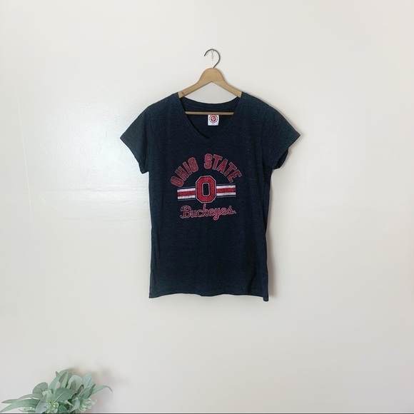 Ohio State Women's Gray V-neck Short Sleeve T-shirt Sports Football - Picture 1 of 7